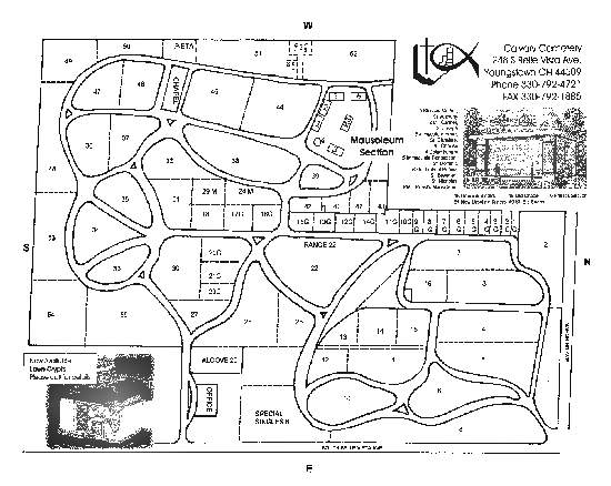 small map of Calvary Cementery
